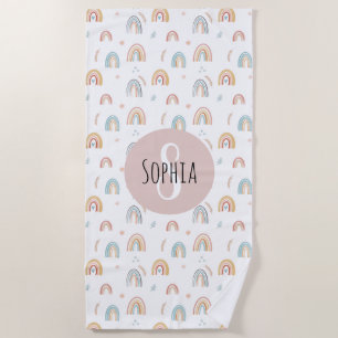 Girls Cute Waterverf Rainbow Pattern Kinder Boho Strandlaken