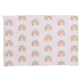 Girls Cute Whimsical Rainbow Cartoon en Name Kinde Kussensloop (Voorkant-Rechts)