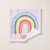 Girls Cute Whimsical Rainbow Cartoon Name Kinder Bad Handdoek (Wasdoekje)