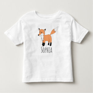 Girls Cute Woodland Forest Fox en Name Kinder Shirts