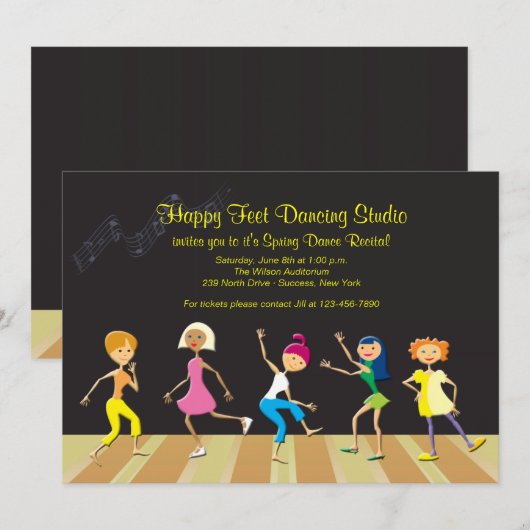 Girls Dancing Overweging Invitation Kaart (Voorkant / Achterkant)