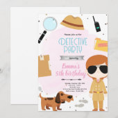 Girls Detective Party Invitation (Devant / Derrière)