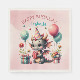 Girl's Dragon thema verjaardagsfeestje Servet