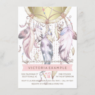 Girls Dream Catcher Baby Shower Uitnodigingen