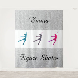 Girl's Figuur Skater Tapestry Gepersonaliseerd w / Wandkleed