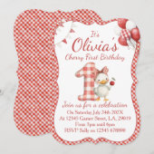 Girls First Birthday Invitation Kaart (Voorkant / Achterkant)