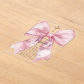 Girl's First Communion Pink Bow Acrylic Invitation (Poser)