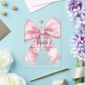 Girl's First Communion Pink Bow Acrylic Invitation (Insitu (Mariage))
