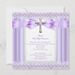 Girls First Heilige Commune Cross Lavender Kaart