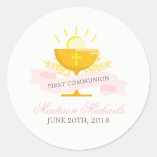 Girls First Heilige Communie Ronde Sticker