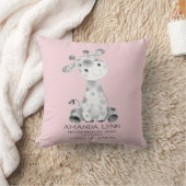 Girls Giraffe Baby Birth Stats Coussin (Couverture)