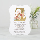 Girls Gold Floral 2e Invitation de fête d'annivers (Debout devant)