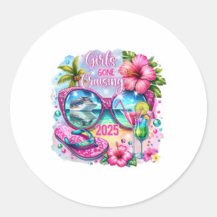 Girls Gone Cruising 2025 Vakantie 2025 Tropische G Ronde Sticker