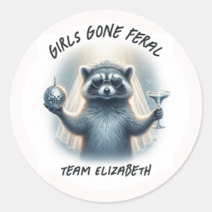 Girls Gone Feral Team Bruid Disco Bachelorette Ronde Sticker