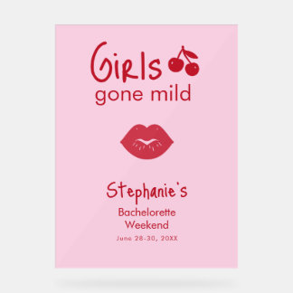 Girls Gone Mild Pink and Cherry Red Bachelorette   Acryl Bord