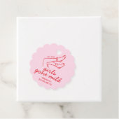 Girls Gone Mild Pink & Red Hand getrokken Bachelor Bedankjes Labels (In situ)