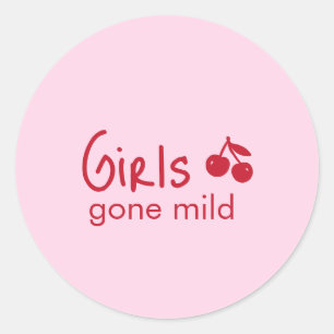 Girls Gone Mild Roze en Kersenrode Meidenfeest Ronde Sticker