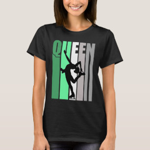 Girls Green Retro Ice Skating Queen Birthday Daugh T-shirt