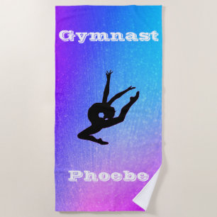 Girls Gymnastics Beach Serviette avec son nom!