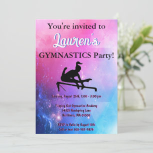 Girls Gymnastique Invitation de fête d'anniversair