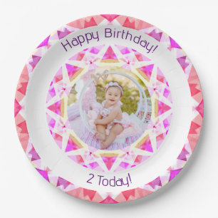 Girls Happy Birthday Vibrant Pink Star Aangepast t Papieren Bordje