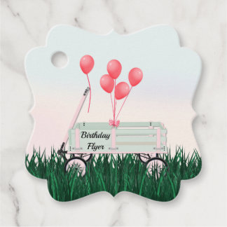 Girl's Happy Birthday Wagon Balloons Gift Labels
