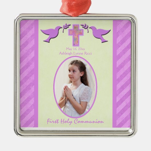 Girl's Heilige Communion Foto Ornament Keepomwille (Voorkant)