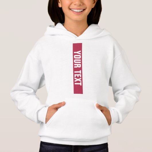 Girls Hoodies White Viva Magenta Custom Name Text (Voorkant)
