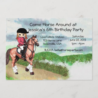 Girl's Horse Birthday Party Kaart