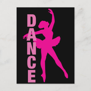 Girls Hot Pink Ballerina Dance Briefkaart