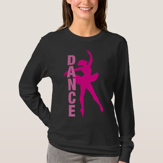 Girls Hot Pink Ballerina Dance T-shirt (Voorkant)