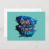 Girls just wanna have fun briefkaart (Voorkant / Achterkant)