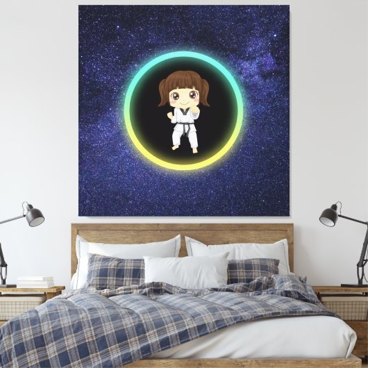 Girls Karate Galaxy Canvas Afdruk (Insitu (Slaapkamer))