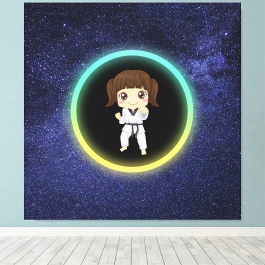 Girls Karate Galaxy Canvas Afdruk (Insitu (Houten vloer))