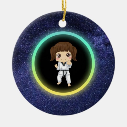 Girls Karate Galaxy Keramisch Ornament (Voorkant)