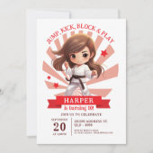 Girl's Karate Martial Arts Verjaardagsfeest Kaart (Voorkant)