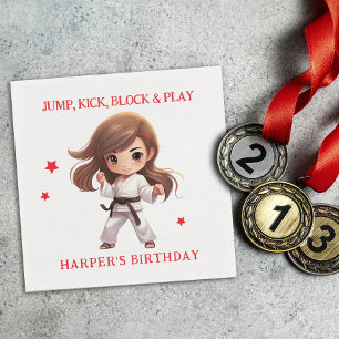 Girl's Karate Martial Arts Verjaardagsfeest Servet