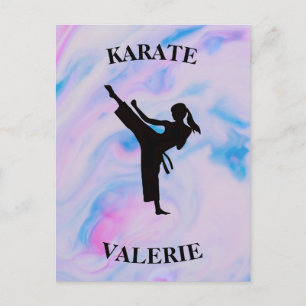 Girls Karate Pastel Swirl Briefkaart