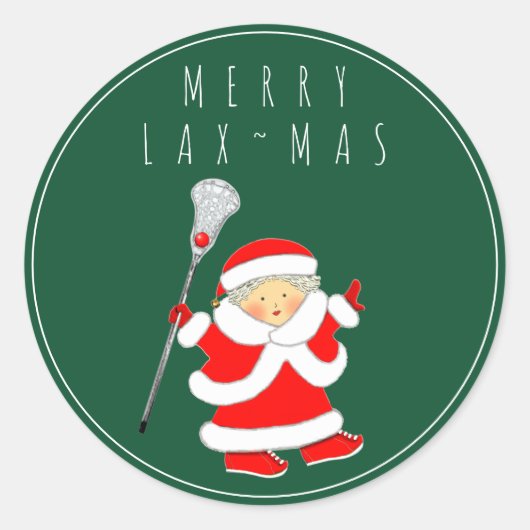 Girls Lacrosse Kerstfeestdag Ronde Sticker (Voorkant)