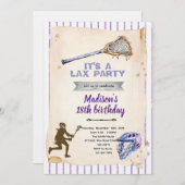 Girls Lacrosse party Invitation (Devant / Derrière)