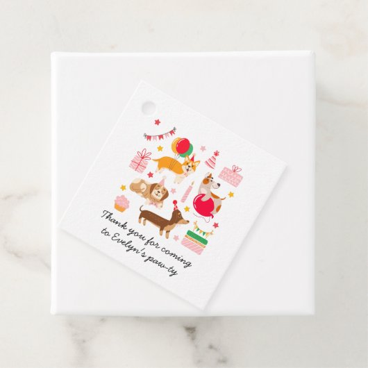 Girl's Let's Pawty Schattige Dogs Verjaardagsgunst Bedankjes Labels (In situ)