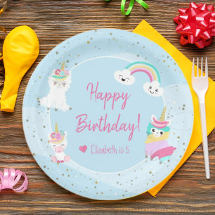 Girls Llamacorn Unicorn Happy Birthday Papieren Bordje