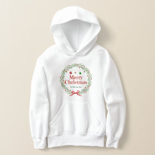 Girls Merry Christmas Hoodie with Pine Branches (Poser)