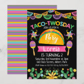 Girls Mexican Taco Twosday 2nd Birthday Invitation (Devant / Derrière)