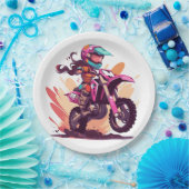 Girls Motocross-Bord voor papier Papieren Bordje (Feest)