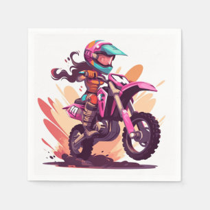 Girls Motocross-party Napkin Servet