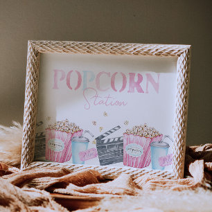 Girl's Movie Party Popcorn Teken Poster