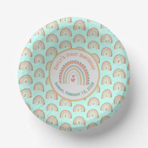 Girl's Natural Boho Rainbow Party Mint groen Papieren Kommen