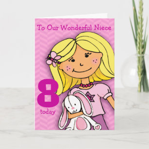 Girls Niece 8e anniversaire carte girlie rose