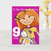Girls Niece 9-e fille de carte d'anniversaire viol (Fleur jaune)
